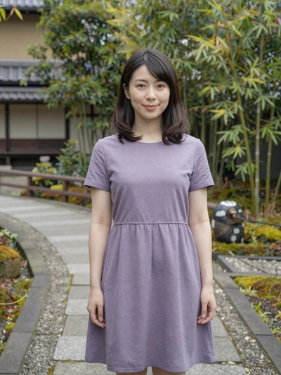 Rina, 26-year-old Japanese woman in a peaceful Kyoto garden