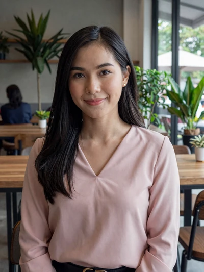 Nattaya, 28-year-old Thai woman from Bangkok at a modern cafe seeking serious relationship