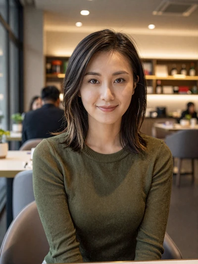 Liwei, 26-year-old Chinese woman from Beijing at a modern restaurant