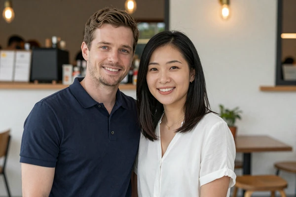 James and Mei, a successful couple who met through Katrinafinder dating platform