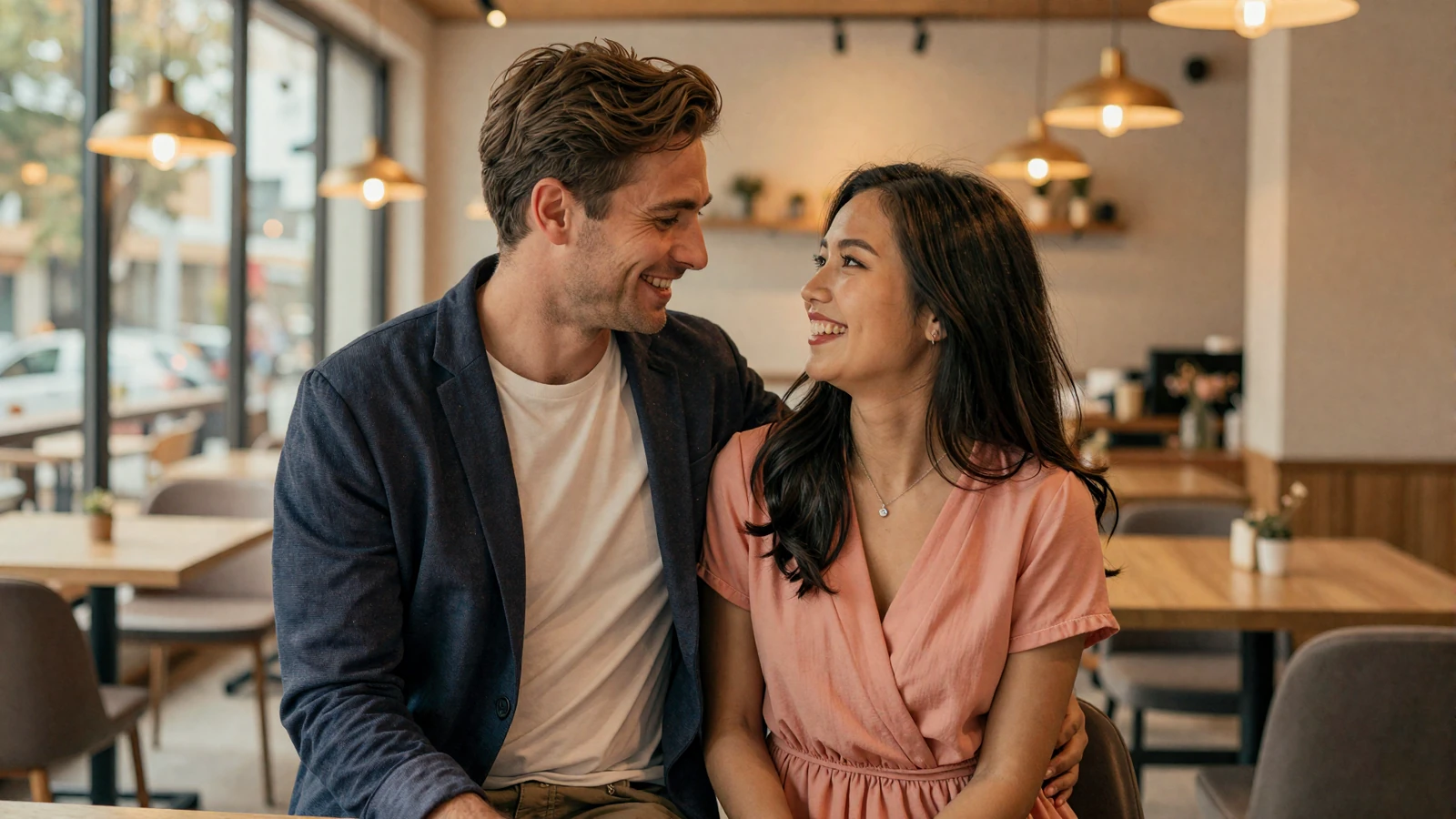 Happy couple who met through Katrinafinder enjoying a romantic date