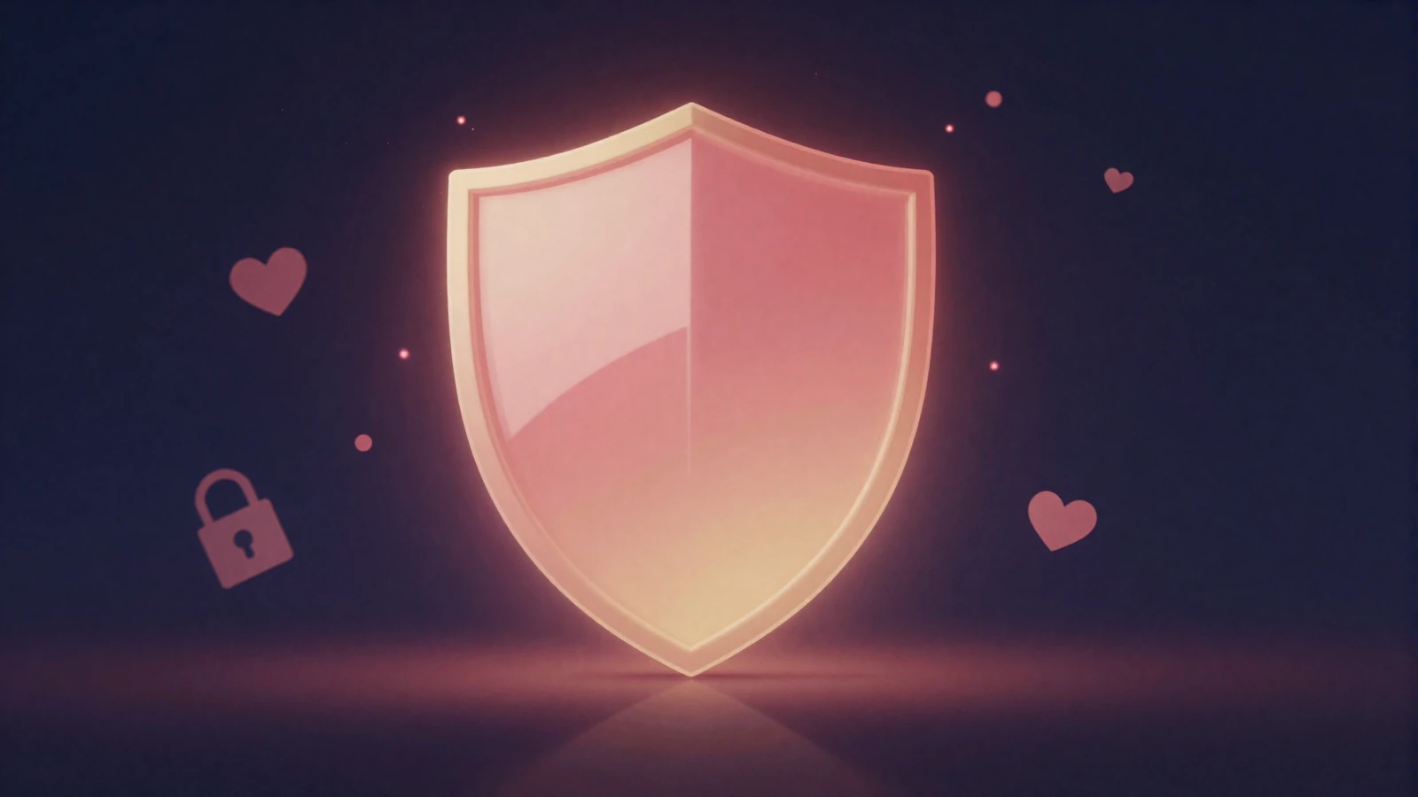 Dating safety and security concept with protective shield imagery